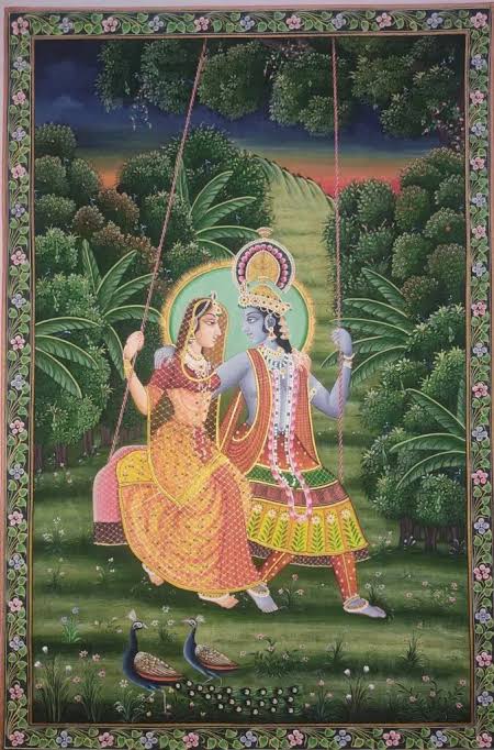 Krishna Radha Miniature art Rajasthani